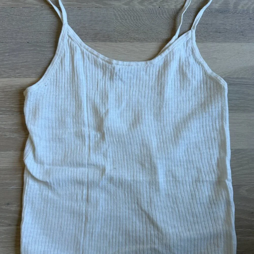Buck Mason Coastal Linen Rib Camisole Tank Top White Size M - Picture 4 of 6